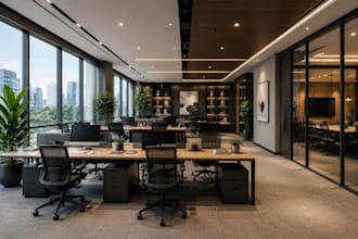 design coworking office conference lobby workspace cgi rendering