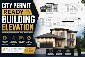 do city permit ready building elevation for texas houston georgia north carolina