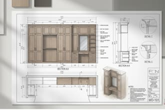 create custom millwork walk in closet shop drawings and furniture plans