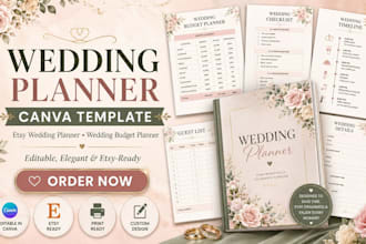 design etsy wedding planner wedding budget planner canva template for etsy store
