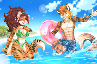draw  furry fursona in sfw and nsfw charcter art oc anime nsfw furry art