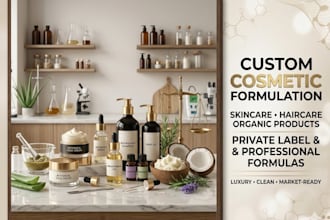 develop formula for cosmetic formulation ,skincare, hair care, organic product