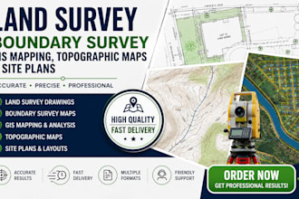 create land survey, boundary survey, gis mapping, topographic maps and site plan
