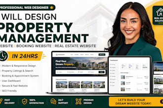 design property management website booking website real estate website in 24hrs