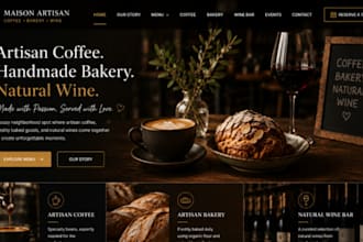 design wix artisan coffe website artisan bakery natural wine bar website