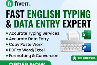 do fastest english typing and data entry work