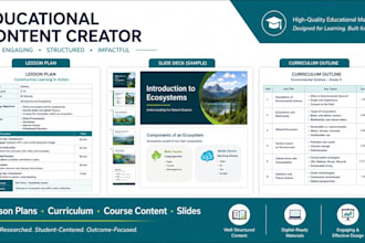 create lesson plans, curriculum, course content and slides