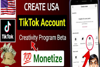 create USA tiktok account warm up, USA tiktok creation, beta programm in 24hrs