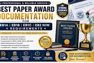 provide best paper award documentation for eb1a, eb1b,eb1c,eb1 niw requirement