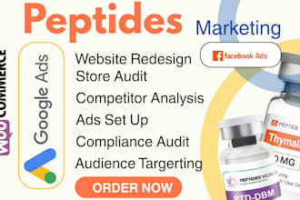 peptides facebook ads, google ads for peptides, peptide ads for peptide website