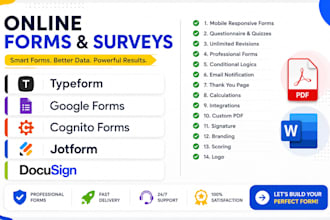 design online form, surveys, jotform, typeform, logic cognito form, google form
