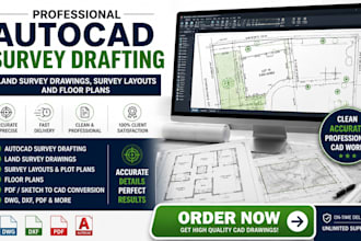 create autocad survey drafting, land survey drawings and floor plans