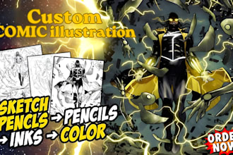 draw custom comic book illustration comic art graphic novel comic strip artist