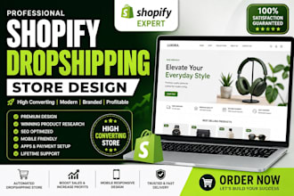 build automated shopify dropshipping store or ecommerce website shopify design