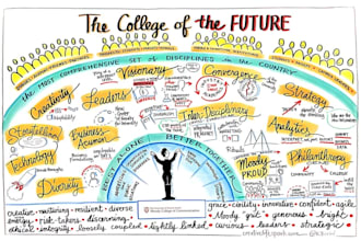 design hand drawn sketchnotes, visual notes, doodle infographics, process map