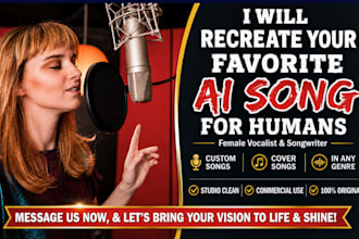 recreate ai song remake ai song, as real female vocalist, female edm pop singer
