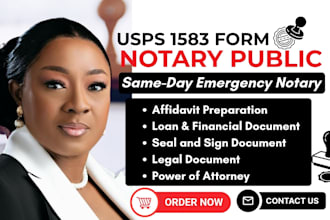 notarize and stamp usps 1583 form, online notary, legal document, affidavit