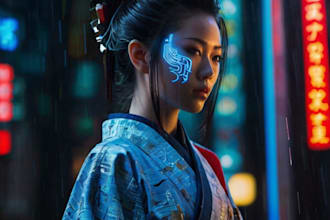 create futuristic geisha art