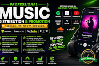 music manager, fix and distribute music on distrokid, cd baby, tunecore,