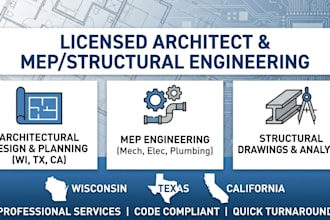 mep engineer license architect, structural drawing in wisconsin texas california