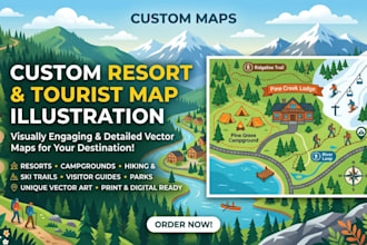 create vector resort maps for tourism and travel businesses
