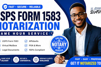 notarize usps form 1583, legal document, affidavit, real estate as notary public