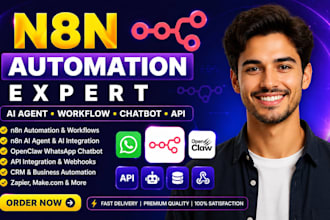 build n8n automation, n8n ai agent, n8n workflow, openclaw whatsapp chatbot, api