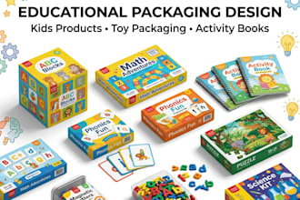 design kids activity book, toy, educational product packaging