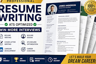 do professional ats resume writer, CV writing, resume design and linkedin  SEO