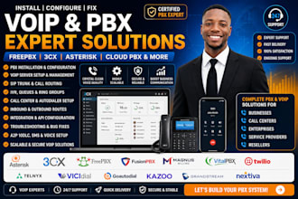 configure, install, and fix freepbx, 3cx, cloud pbx, asterisk, twilio, telnyx
