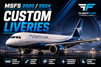 create msfs 2020 and 2024 virtual airline livery for microsoft flight simulator