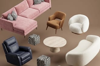 build low li full perm 3d mesh furniture set for second life or imvu