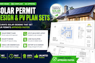 design solar permit plans with nec compliance and pvsyst for residential project
