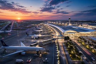 create airport aviation terminal runway hangar 3d rendering