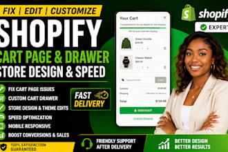fix edit shopify cart page drawer customize shopify store design speed