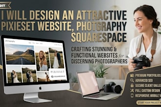 design an attractive pixieset website, photography website, squarespace