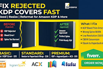 fix, resize or reformat your rejected KDP book cover fast
