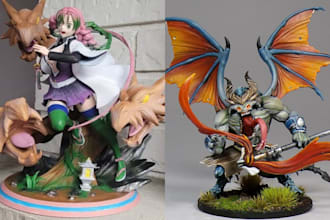 3d print and paint miniatures, anime figures, warhammer, and action figures