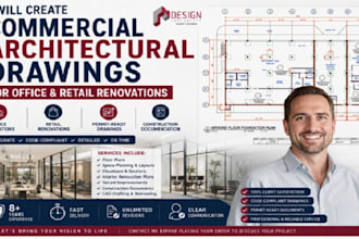 create commercial architectural drawings for office and retail renovations