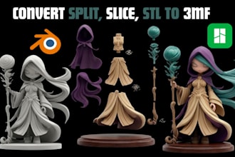 convert stl to 3mf repair mesh split add color to model parts for 3d printing