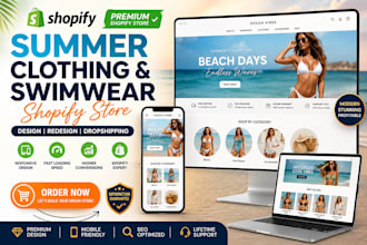 build summer clothing website swimwear store fashion shopify store
