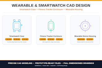 design smartwatch case fitness tracker enclosure wearable cad design