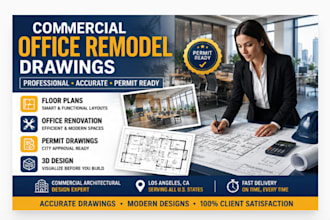 create commercial architectural drawing for office remodel projec los angeles ca