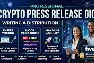 write and distribute a professional crypto press release on top news sites