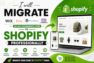 migrate wix etsy wordpress or ecommerce store to shopify professionally