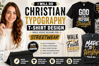 do typography christian t shirt or bible verse design for streetwear