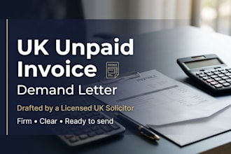 professionally draft a UK unpaid invoice demand letter as a licensed solicitor
