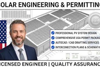design professional solar pv systems, USA solar permit, cad drafter, autocad
