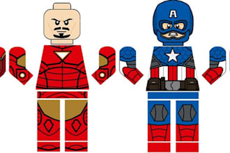 do 2d lego minifigure decal design,2d lego decal sticker for uv and pad printing