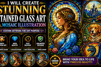create stunning stained glass art and mosaic illustration